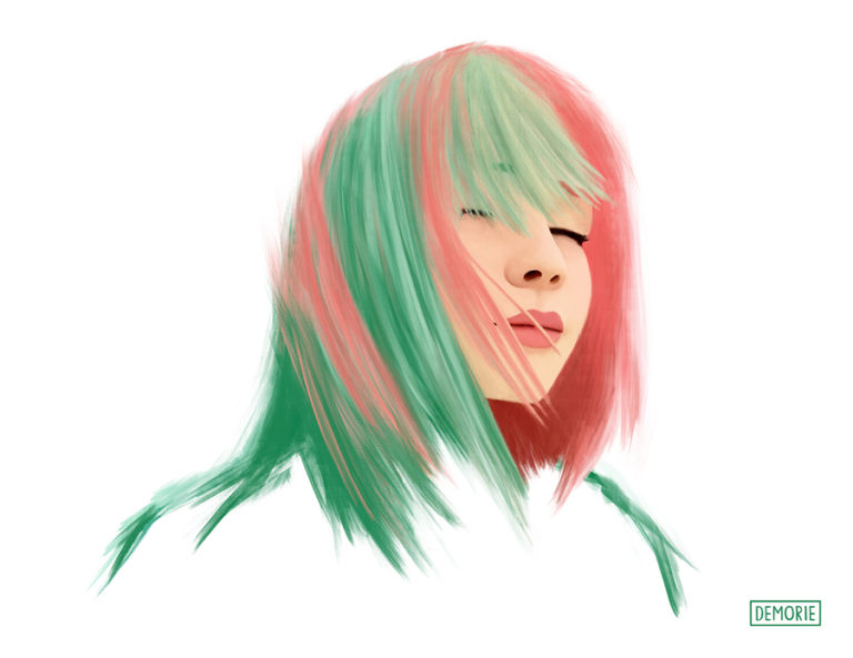 Colorful Hair Portrait Painting - DEMORIE