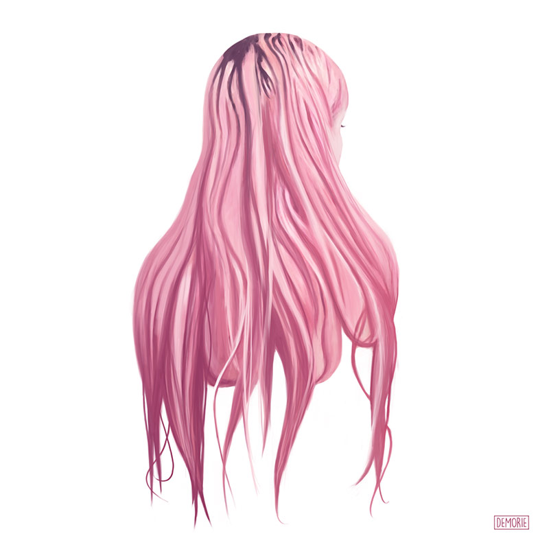 Pink Hair - Digital Portrait Drawing