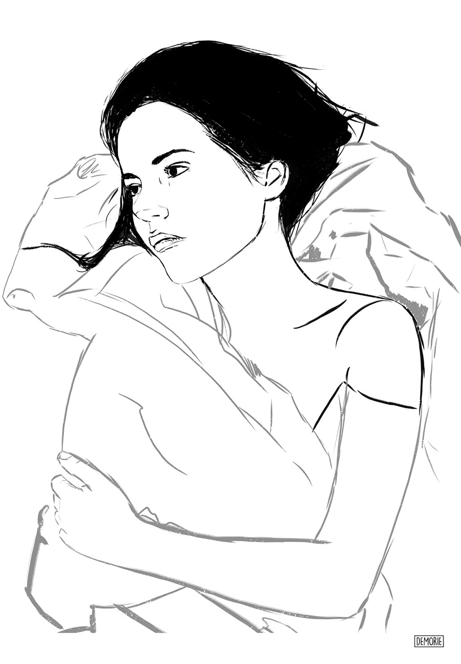 Premium Vector | A sleeping woman curled up sleep oneline drawing